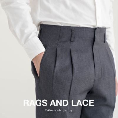 Rags and Lace - กางเกง Hollywood High Waisted Trousers ผ้า Blended Wool สี Graphite