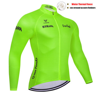 Pro STRAVA Long Sleeve Winter Thermal Fleece Cycling Jersey MTB Bicycle Clothing Maillot Ropa Ciclismo Invierno Bike Wear