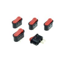 5PCS Red Button Oval Rocker Boat Switch 2 Terminals SPST 2Positions ON-OFF Snap-in Panel Mount 3A/16A 250VAC