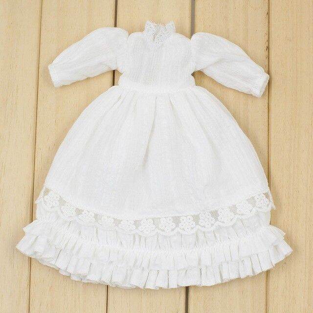 blythe-doll-clothes-ชุดเสื้อผ้าตุ๊กตาบลายธ์-white-dress-fit-for-licca-icy