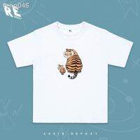 ราคาต่ำสุด!!♙☊○Tiger Look Back คลาสสิกรูปแบบพิมพ์ Retro สไตล์ผู้ชายสั้น T ฤดูร้อนรอบคอสั้นแขนสั้นผ้าฝ้ายเสื้อยืด Fujima  BG68