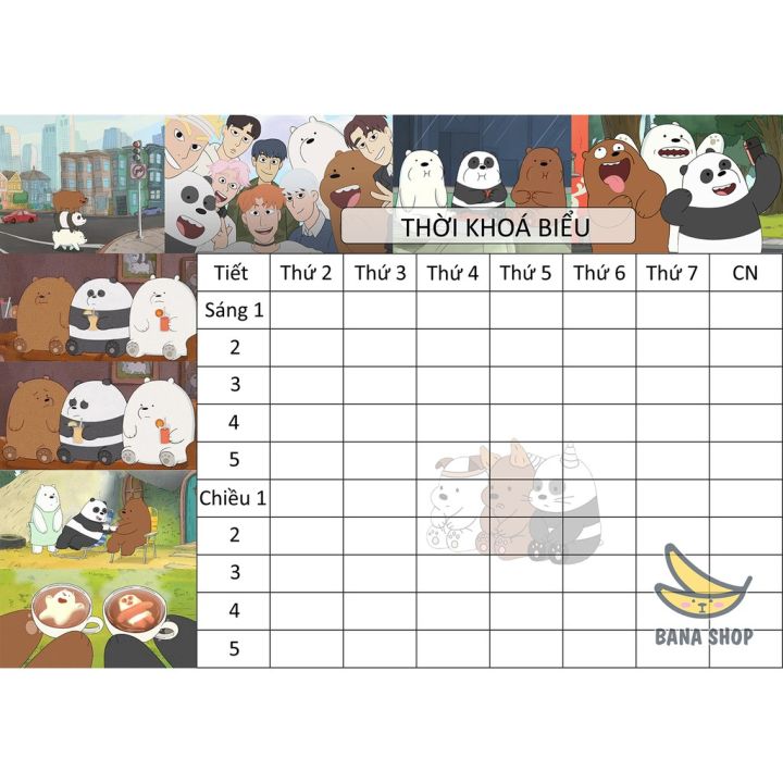 Thời khoá biểu anh em gấu We Bare Bear Chúng tôi đơn giản là gấu