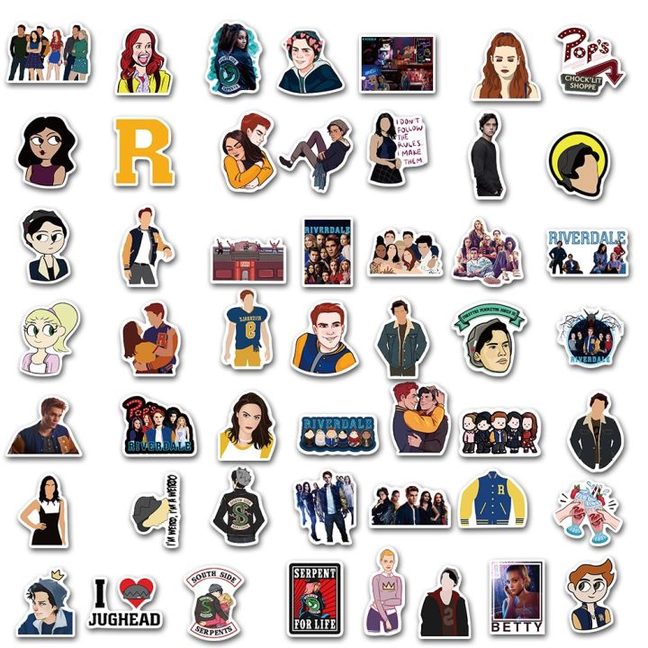 10-30-50-100pcs-riverdale-stickers-cartoon-anime-waterproof-pvc-decals-diy-phone-cup-skateboard-luggage-album-kids-toy-gift