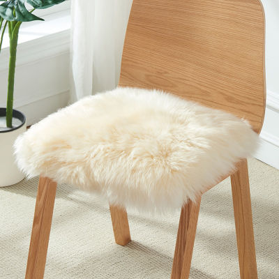 100 Luxury Natural Fur Sheepskin Long Hair Chair Cushion for Home Office Car Winter Pure Wool Rectangular Shaggy Seat Cushion