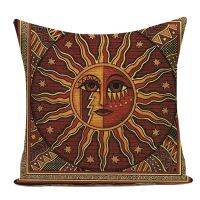 Plain Cushion Covers Kilim Sun Moon God Pillow Case Cover Yoga Rectangle Cotton Linen Large Floor Hom Decor Rustic Cover Pillow