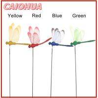 CAIOHUA 5/10PCS 3D ตกแต่งสวน เครื่องประดับสนามหญ้า หัตถกรรม แมลงปอประดิษฐ์ แท่งบาง ผีเสื้อจำลอง ด้วย Stem