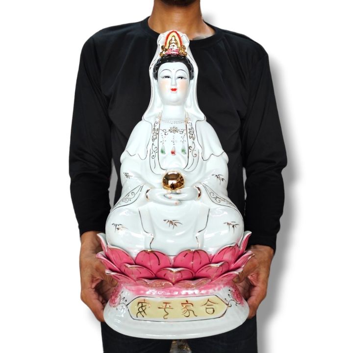 เจ้าแม่กวนอิมปางสมาธิถือลูกแก้ว-เสื้อขาวขนาด-12-นิ้วกว้าง-6-นิ้วงานกังใสพรีเมี่ยมนำเข้าจากจีน
