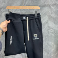 【Available】Spring and Summer High Fabric Air Layer Black Tie Feet Embroidery Craft Slim Fit Guard Pants for Mens Casual Pants