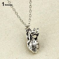 HELMen R 3D Anatomical Human Hollow Heart Pendant Necklace Punk Sweater Chain