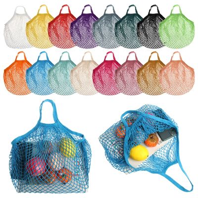 【CW】▦  1PC Reusable Grocery for Fruit Vegetable Cotton Mesh String Organizer Handbag Short Handle Net Shopping