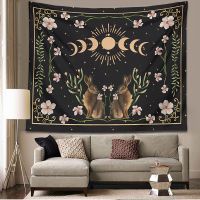 【CW】♀  Phase Tapestry Wall Hanging Witchy Floral Celestial Witchcraft Divination Room Dorm