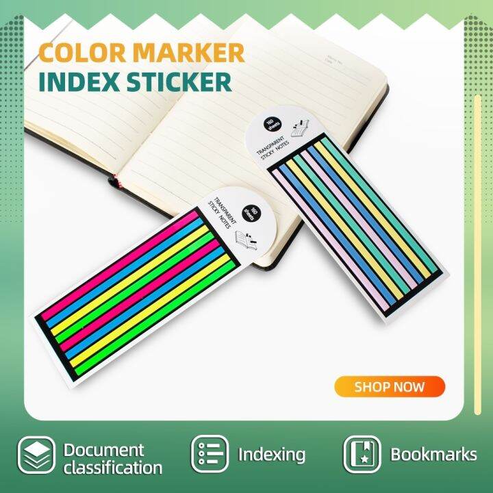 160pc-adhesive-color-sticker-transparent-fluorescent-tabs-flags-note-stationery-children-gifts-school-office-supplie