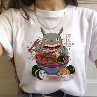 LEMON เสื้อยืดลําลอง คอกลม แขนสั้น ทรงหลวม ลายการ์ตูน My Neighbor Totoro Ghibli ขนาดใหญ่ สีขาว