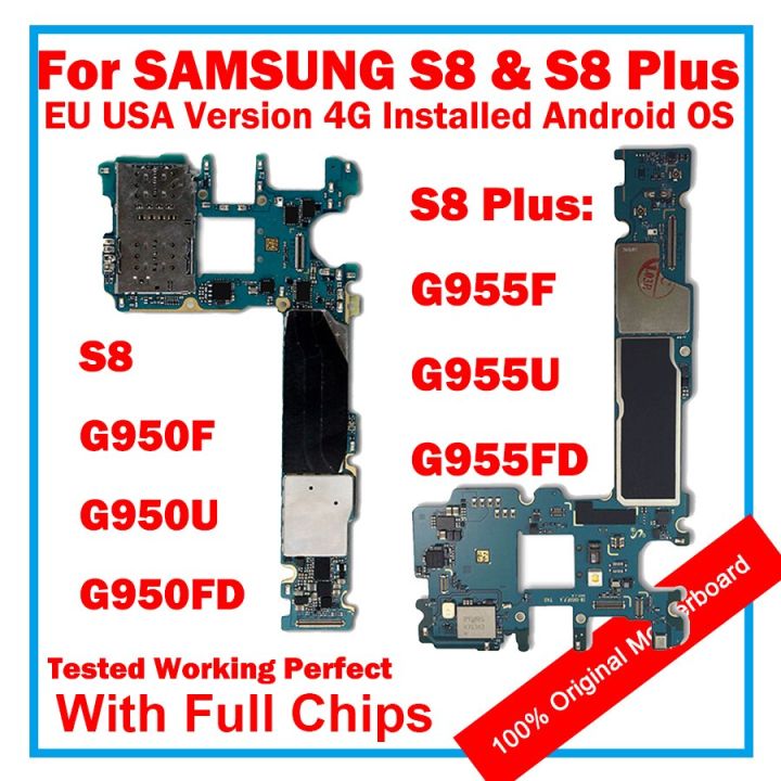 สำหรับ Samsung Galaxy S8 G950F S8มาเธอร์บอร์ด G950U G950FD + G955F G955FD เมนบอร์ด G955U แทนที่ลอจิกบอร์ดด้วยชิป Android
