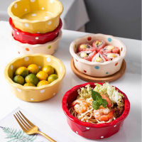 Creative Wave Point Bowl Household Ceramic Bakeware Salad Dessert Bowl Dinner Plates Table Decoration Kitchen Supplies Tableware