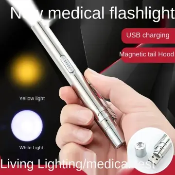 Medical LED Flashlight Pen Light USB Rechargeable Torch Flashlights with  Dual Lamp Clip Pocket Stainless Steel for Nurse Doctor - China Doctor LED  Pen, Nursing Pen Light