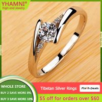 Trending Jewelry White Tibetan Silver Rings for Women Round Zircon Crystal Ring Promise Engagement Wedding Band Free Shipping