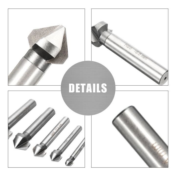 จัดส่งฟรี-ucheer-6pcs-90-องศา-hss-chamfer-cutter-6-3-20-5mm-3flute-chamfer-เจาะ-bit-set-countersink-drill-bit