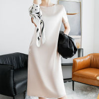 2021Luxury Smooth Loose Women Summer Satin Dress 2020 Silk Sexy Club Sundress Elegant Bodycon Party Dresses Women With Scarf Pocket