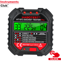 Instruments GFCI เครื่องทดสอบเต้าเสียบพร้อมจอแสดงแรงดันไฟฟ้า90-250V เครื่องทดสอบซ็อกเก็ตอัตโนมัติวงจรไฟฟ้าขั้วเครื่องวัดโวลต์เครื่องตรวจจั