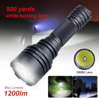 500หลา12วัตต์สีขาวล่าสัตว์ไฟฉาย LED 1200LM Predator ไฟฉายสำหรับโคโยตี้ Hog Varmint 18650ชาร์จ