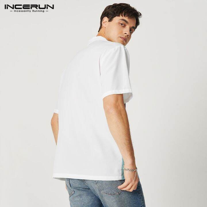 incerun-เสื้อเชิ้ตลําลอง-แขนสั้น-พิมพ์ลาย-สไตล์ชายหาด-ติดกระดุม-สําหรับผู้ชาย