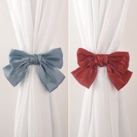 【LZ】☊✇ↂ  Modern Bowknot Curtain Buckle Chiffon Strap Suspensão Cortina Titulares Cor sólida Tieback Clips Home Decor Acessórios