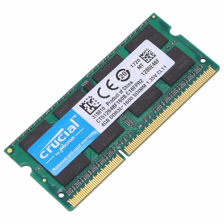 Laptop Memory, Crucial 4GB DDR3L-1600 SODIMM CT51264BF160B