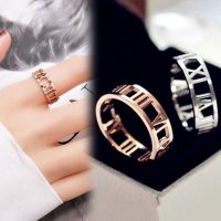 Roman Number Rose Gold Silver Titanium Steel Men ashion Jewellery Simple Style Rings