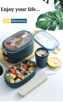 Thermal Lunch Box Stackable Hot Food Insulated Box 304 Stainless Steel  Round Lunchbox Sealed Food ContainersMonolayer 304 Thickened ( Green )