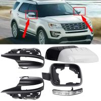 สำหรับ Ford Explorer 2011-2018กระจกมองหลังกรอบประตูกระจกด้านข้างสัญญาณไฟเลี้ยวกรอบโครเมี่ยมตกแต่งไฟท้ายกรอบหุ้มเคสโทรศัพท์กระจก1ชิ้น