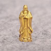 Golden China Ancient Confucius Ornaments Feng Shui character Sculpture Figurines Home Office Living Room Desktop Decoration