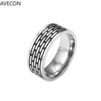 AVECON เกาหลีเงินผู้ชายแหวนแฟชั่นสแตนเลสร็อคพังก์แหวนผู้ชาย