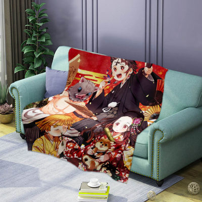 Demon Slayer Plush Blanket Flannel Sofa Quilt Haori Tanjirou Nezuko Bedroom Home Decor Soft Warm Sleep Fleece Blankets