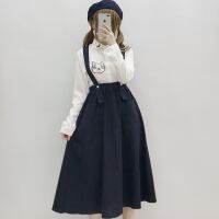 2021Japan Preppy Style Women Navy Blue Sundress Suspenders Pockets Long Sleeveless Dress Mori Girl Elegant School Uniform Cute Dress