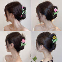 2022ใหม่ดอกไม้โลหะขนาดใหญ่ Hairpin สำหรับผู้หญิงฤดูร้อน Calla Tulip ดอกทานตะวัน Hairclip อารมณ์คว้าคลิปผมหวาน Claw Headwear