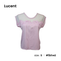 Lucent เสื้อแขนสั้นอกซีทรูลายดอกไม้