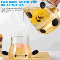 1 Set Milk Cow Cup With Lid With Cup Creative Cow Shaped Glass Water Kettle With Glass Cup