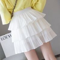 ❡✱ Spring Korean version pleated ruffle chiffon skirt word high waist layer cake short skirt pants women