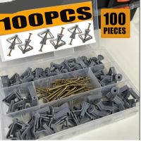 100pcs Plastic Expansion Drywall Anchor Kit with Screws Self Drilling Wall Home Pierced for Gypsum Board Fiberboard Nails Screws  Fasteners