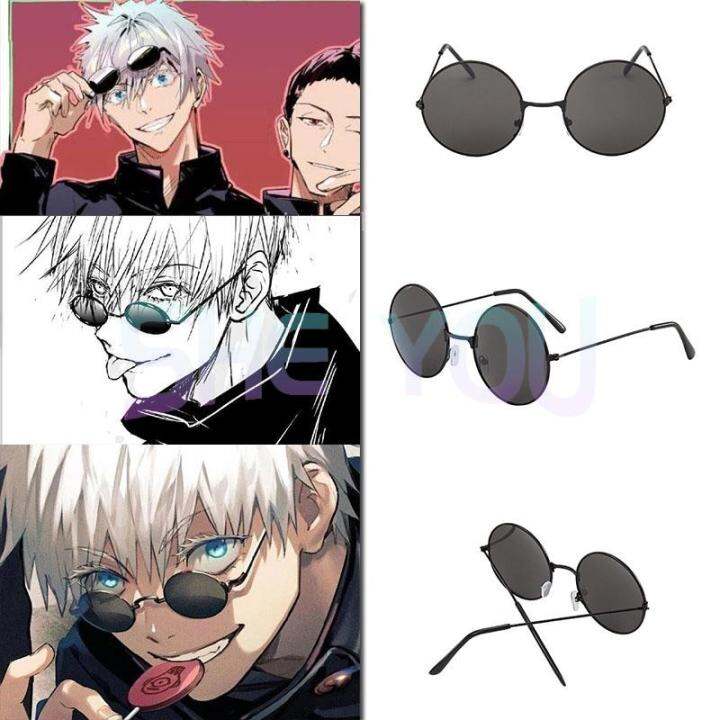 Anime Jujutsu Kaisen Gojo Satoru Cosplay Glasses Eyewear Black Glasses ...