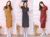 MY TOP Midi dress ชุดเดรสคอกลม ทรงเบสิก ตัวเดียวใส่สวยๆทั้งปี ไม่เอ้าท์ค่ะทรงนี้  T-SHIRTNISTA​