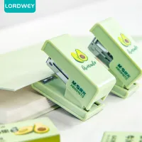 LORDWEY Avocado Mini Stapler ชุด640Pcs 12 # Staples สีเขียวสดผลไม้กระดาษ Binder เครื่องเขียน Office Binding โรงเรียน A6623