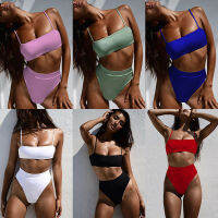 9 Colors Sexy Solid Swimwear Womens High Waist Set Bathing Suit Beach to Women Push Up. s Mujer