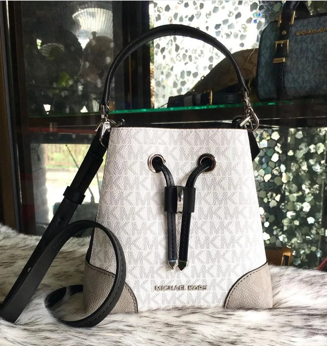Original Ladies Michael Kors Mercer Gallery Small Logo Vanilla/Grey  Shoulder Bag | Lazada PH