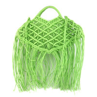 Bohemian Tassel Large Capacity Tote Design Hollow Rope Woven Women Handbags Summer Beach Shoulder Bag Casual Bali Big Purse 2021