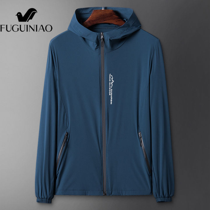 fuguiniao-เสื้อคาร์ดิแกนมีฮู้ดสำหรับผู้ชาย-เสื้อแจ็กเก็ตมีฮู้ดแบบบางกันลมกันแดดใส่ตกปลากีฬากลางแจ้ง