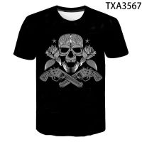 Summer 3D printed Guns N Roses pattern, comfortable breathable men and women of the same short-sleeved shirts