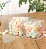 12pcs Transparent Acrylic Box Candy Boxs for Small Storage Plasti Square Bags Chocolate Wedding Party Favor Packaging Boxes