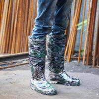 39-44 Mens Rain Boots Waterproof Spring Summer flat-soled Pvc Knee-high Work Safety Camouflage Non-slip Light Male Shoes Hy202023